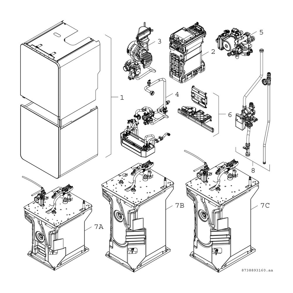 BOSCH Gas-Brennwertgerät, Kompaktmodul Condens GC 9000i WM 20/100 SB 23... JUNKERS-7738100769 4057749429070 (Abb. 2)