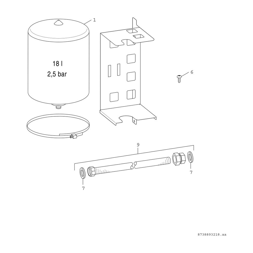 BOSCH Installationszubehör EV 18 SO Solar-Ausdehnungsgefäß, Inhalt: 18 L... JUNKERS-7738112127 4054925704570 (Abb. 2)