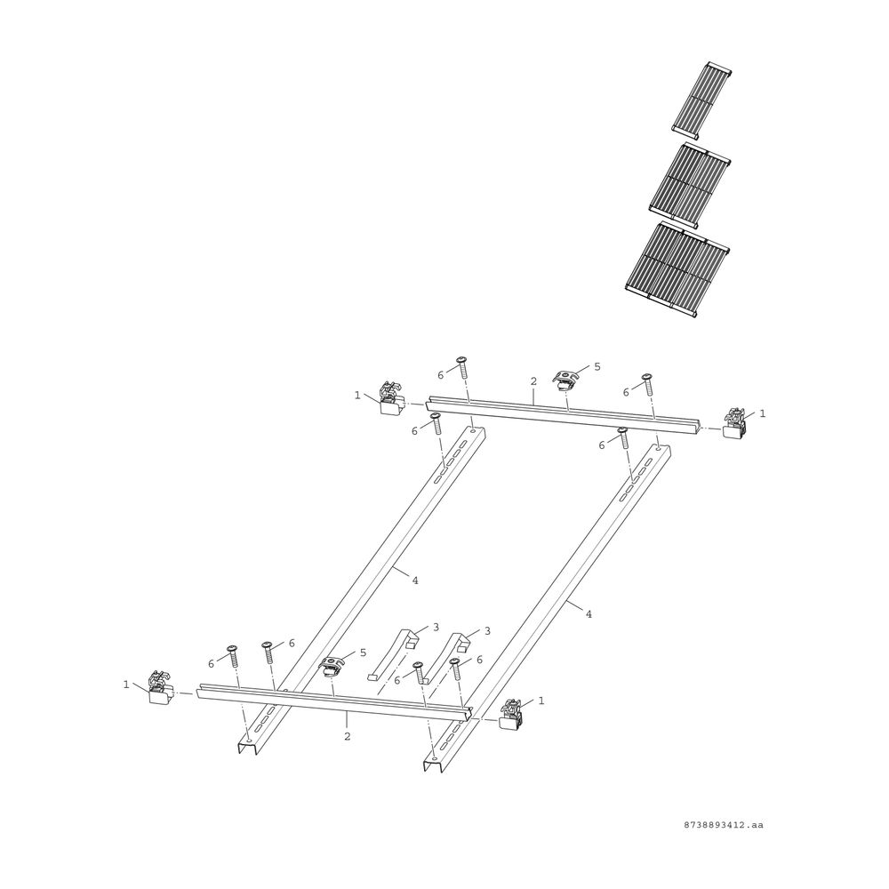 BOSCH Zubehör Vakuumröhrenkollekt. VKA 6 Befestigungsset Aufdach für 1 Kollektor... JUNKERS-7735600166 4054925848946 (Abb. 2)