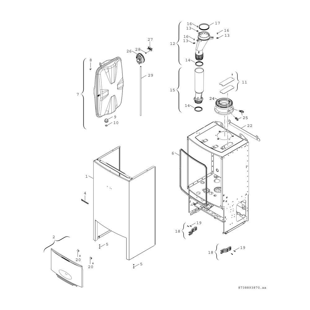 BOSCH Gas-Brennwertgerät, wandhängend CERAPUR ZSB 14-5.2 C21, 840x440x350,14kW... JUNKERS-7736901748 4062321011994 (Abb. 3)