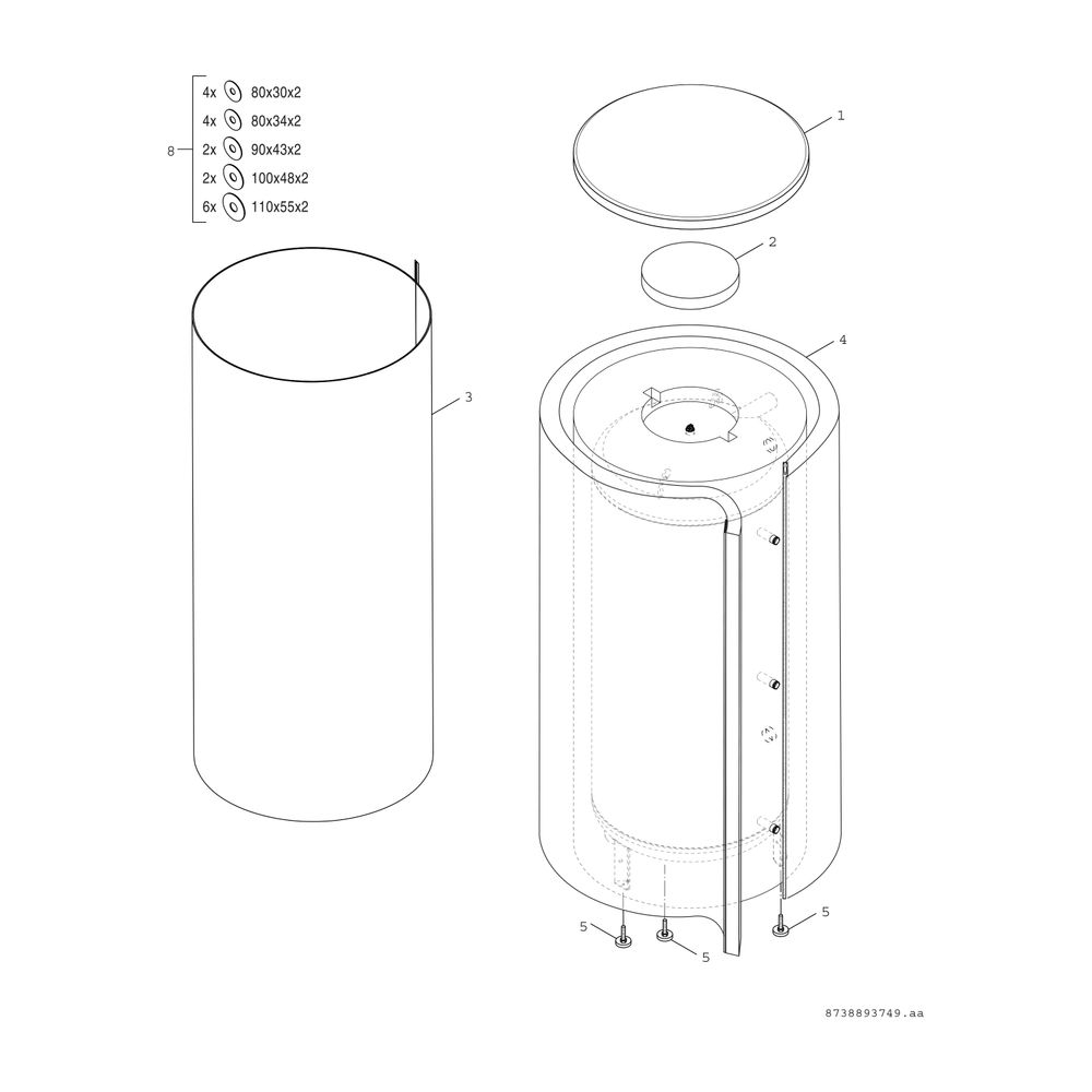 BOSCH Pufferspeicher STORA BH 500-6 1 B für Wärmepumpen, 1845x850, 500 L, silber... JUNKERS-7735501565 4057749554079 (Abb. 3)