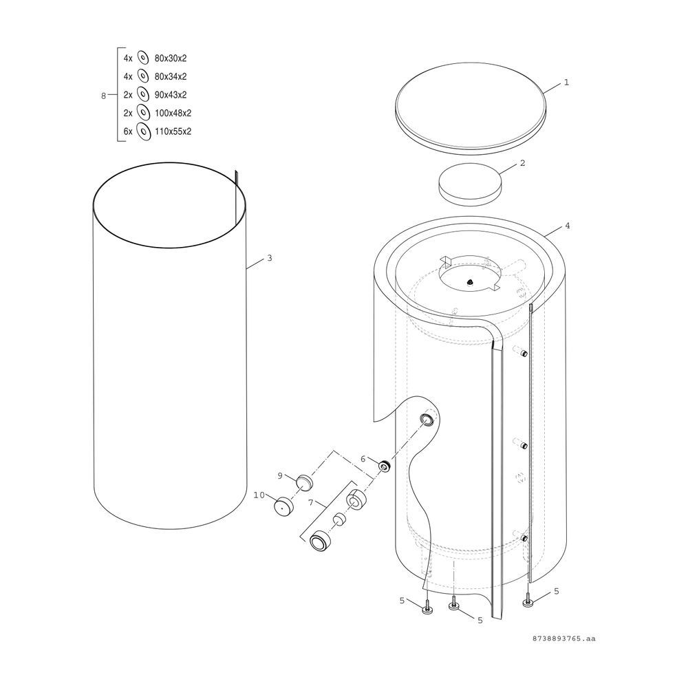 BOSCH Pufferspei. STORA BH 500-6 ERZ 1 B für Wärmepumpen, 1845x850, 500 L, silber... JUNKERS-7735501570 4057749554123 (Abb. 3)