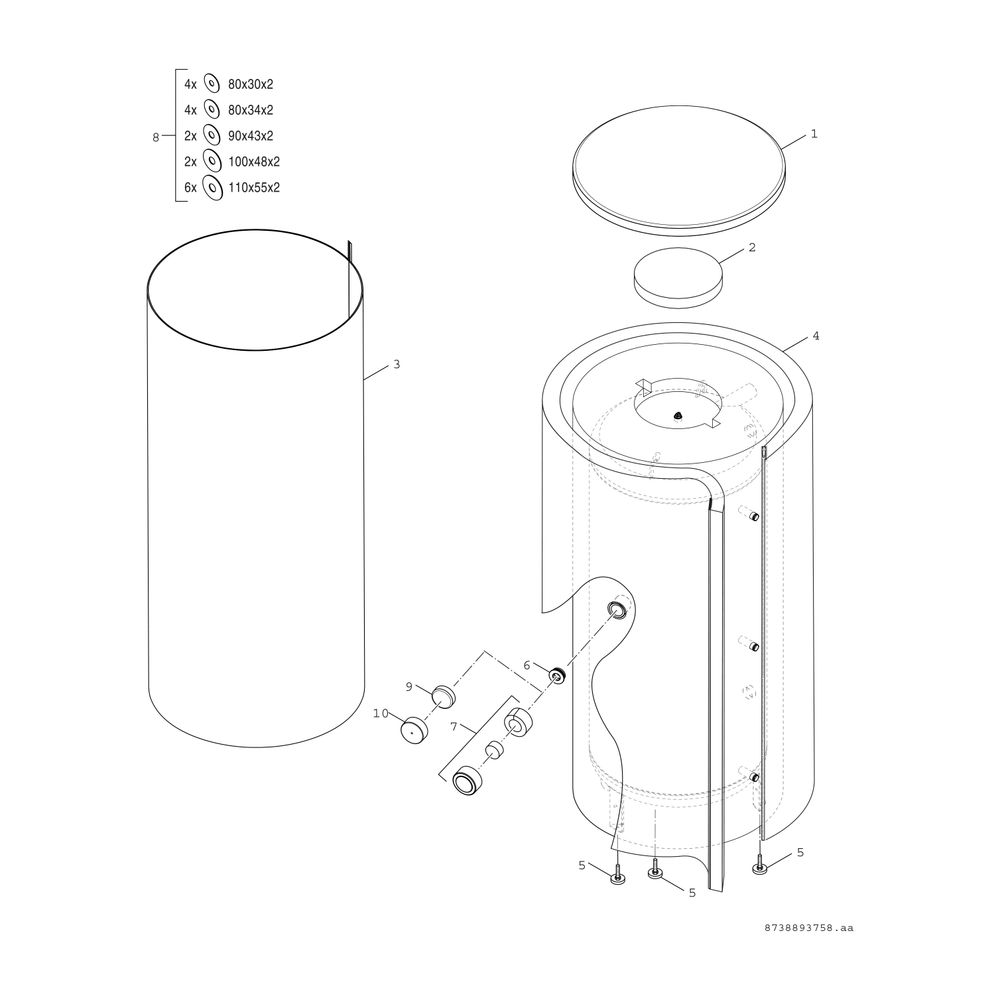 BOSCH Pufferspeicher STORA B 500-6 ER B Stücklistenkomponente Tank... JUNKERS-8735100467 4057749114617 (Abb. 3)