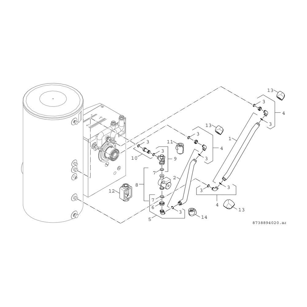 BOSCH Zubehör Warmwasserspeicher BCC 32 Kessel-Speicher-Verbindungsleitungen... JUNKERS-7736602294 4057749335968 (Abb. 2)