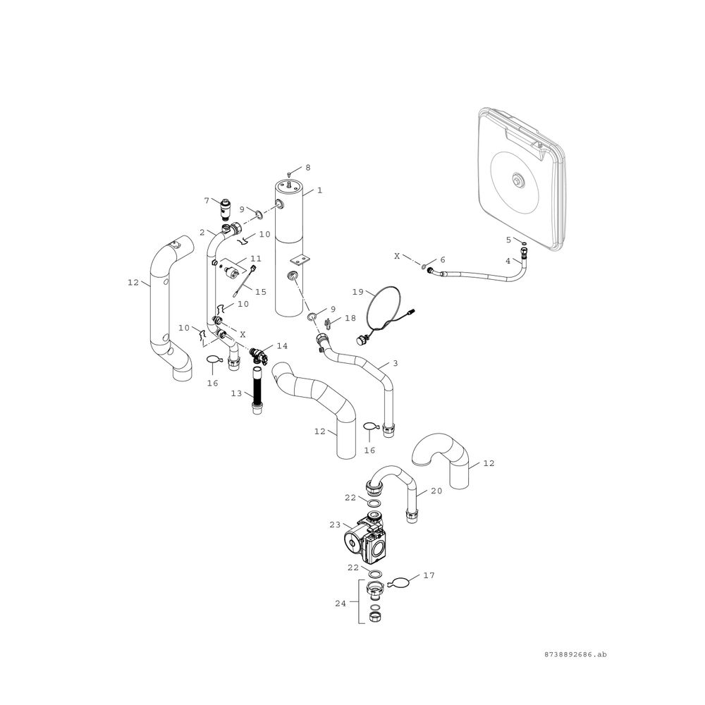 BOSCH Hydraulikeinheit AWE 9 Stücklistenkomponente Monobl.-Wärmepumpe... JUNKERS-8738209125 4057749324511 (Abb. 7)