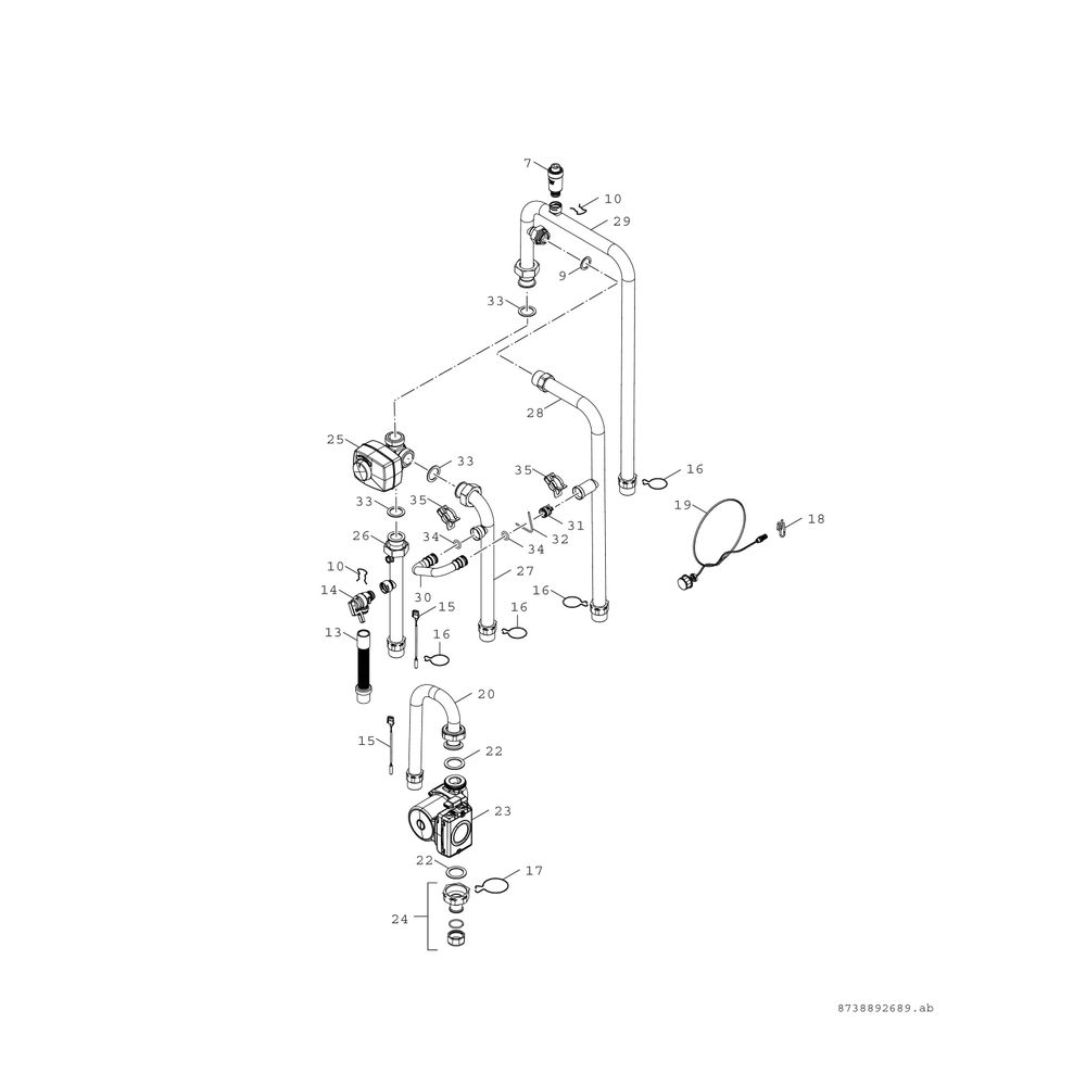 BOSCH Hydraulikeinheit AWB 17 Stücklistenkomponente Monobl.-Wärmepumpe... JUNKERS-8738209124 4057749324504 (Abb. 7)
