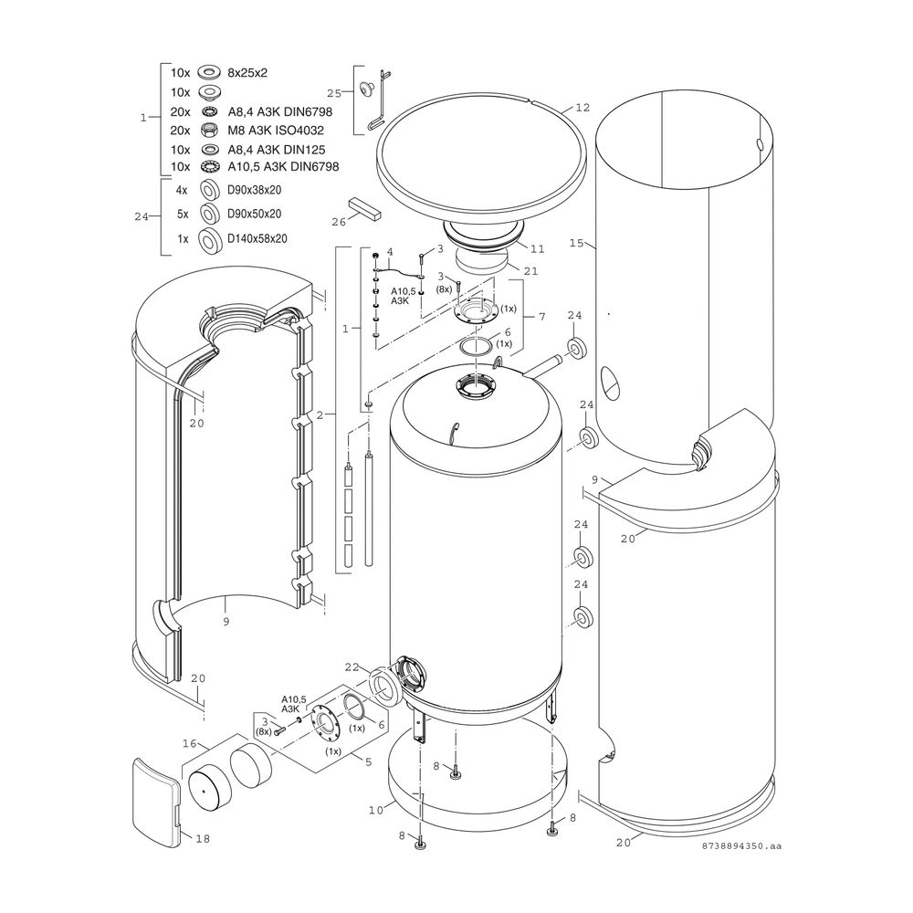 BOSCH Vorwärmspei. STORA W 750-5 PX 1 B 1920x1020, 768 L, silber... JUNKERS-7735501613 4057749556097 (Abb. 3)