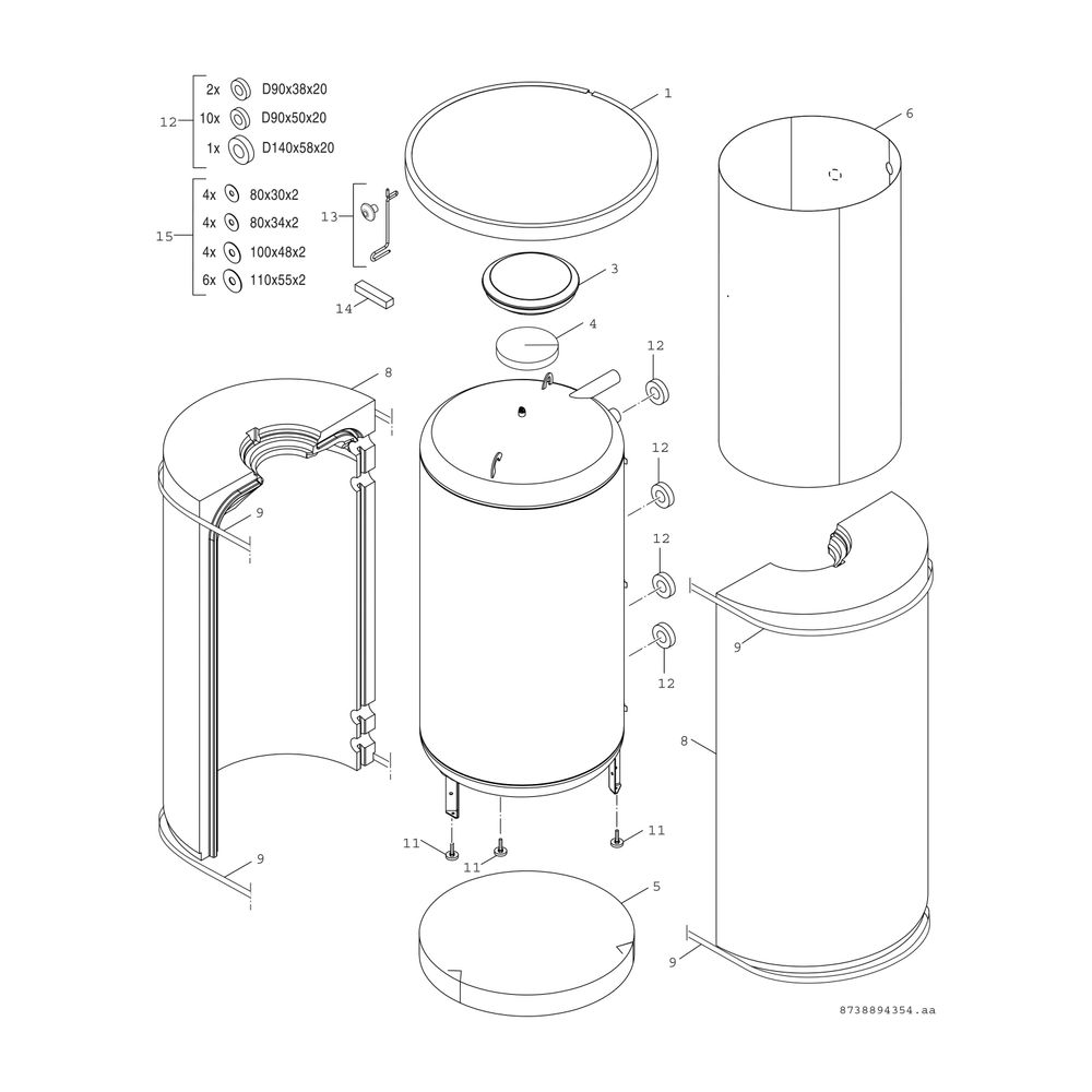 BOSCH Pufferspei. STORA BH 750-6 PN6 1 B für Wärmepumpen, 1820x1030, 750L, silber... JUNKERS-7735501617 4057749556134 (Abb. 3)