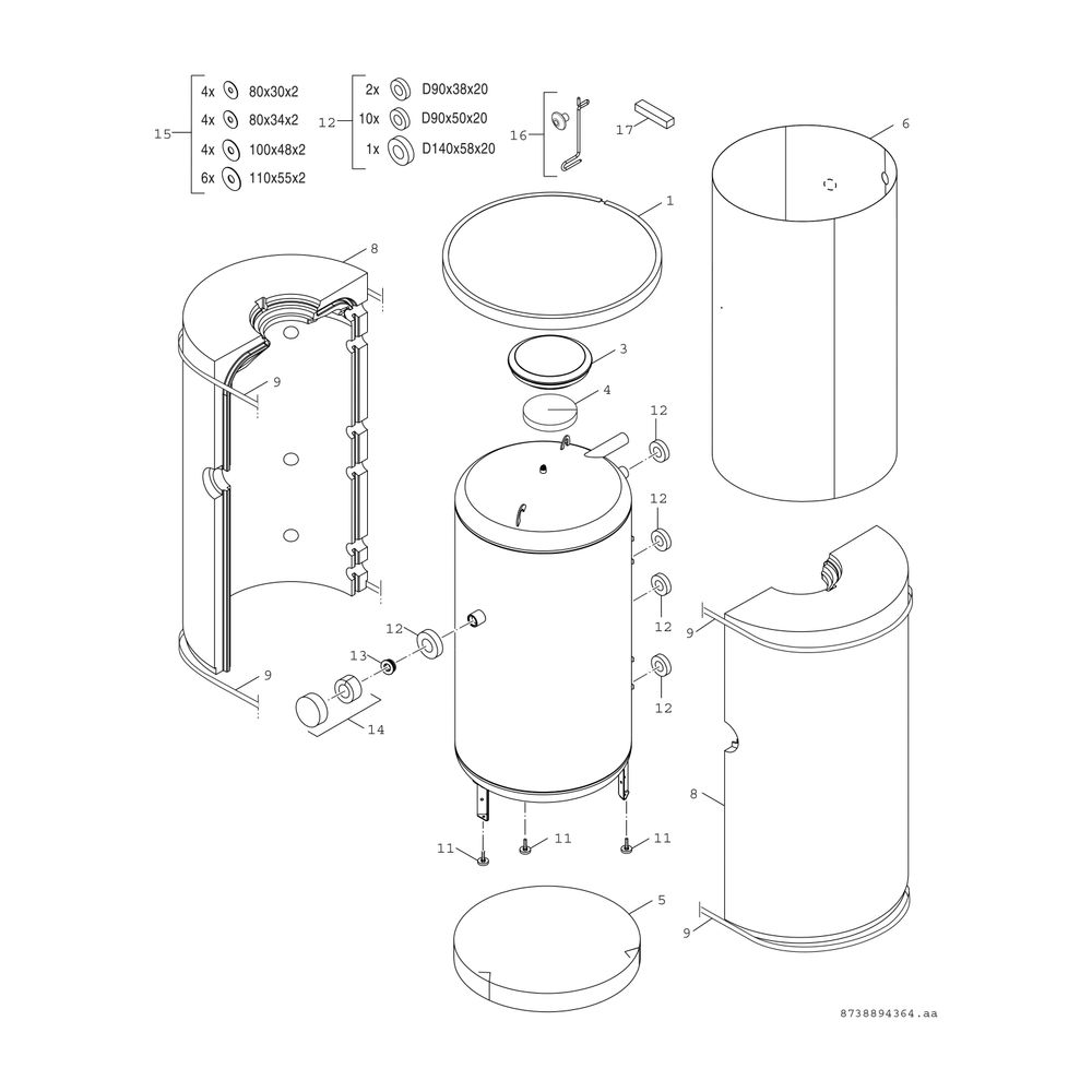 BOSCH Pufferspei. STORA BH 1000-6 ERZ 1B für Wärmepumpen, 2295x1030, 965L, silber... JUNKERS-7735501631 4057749556271 (Abb. 3)