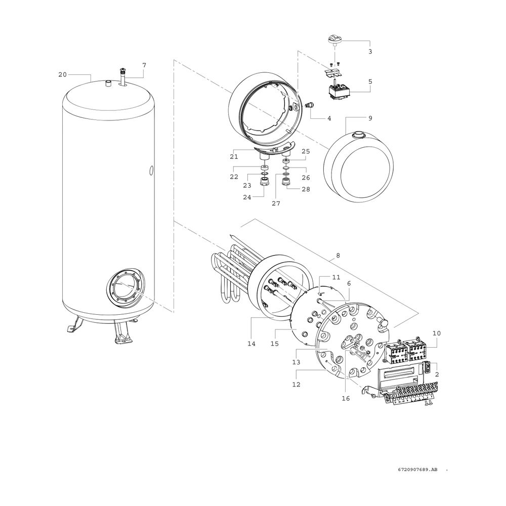 BOSCH Stand-Warmwasserpseicher TR2000TF 300 T 1560x650x790, 6kW, 300 L, Ein-/Zweikr... JUNKERS-7736504809 4057749701190 (Abb. 2)