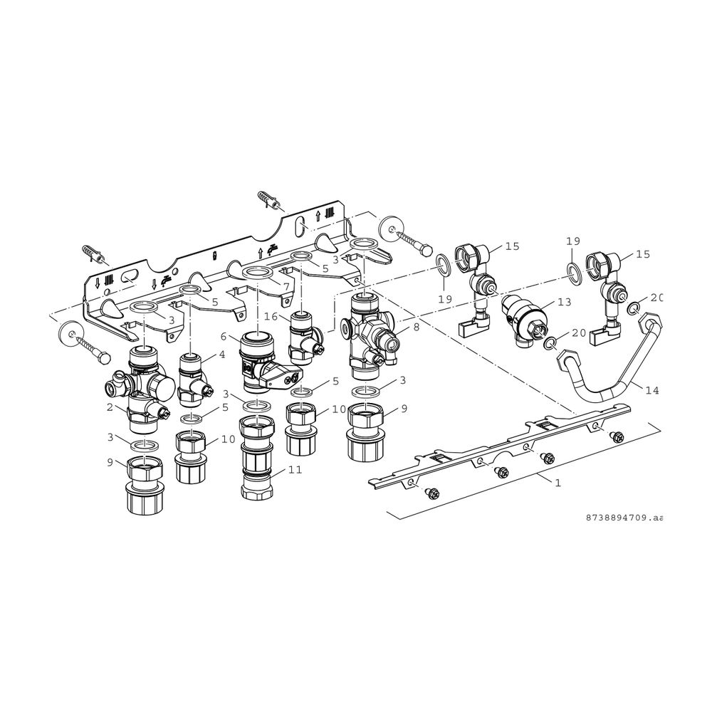 BOSCH Montage-Anschlussplatte Nr. 1660 für Kombigeräte... JUNKERS-7738110553 4051516740238 (Abb. 2)