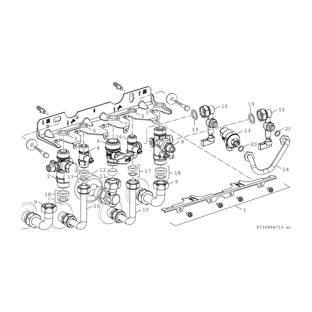 BOSCH Montage-Anschlussplatte Nr. 1661 für Kombigeräte... JUNKERS-7738110568 4051516740245 (Abb. 2)