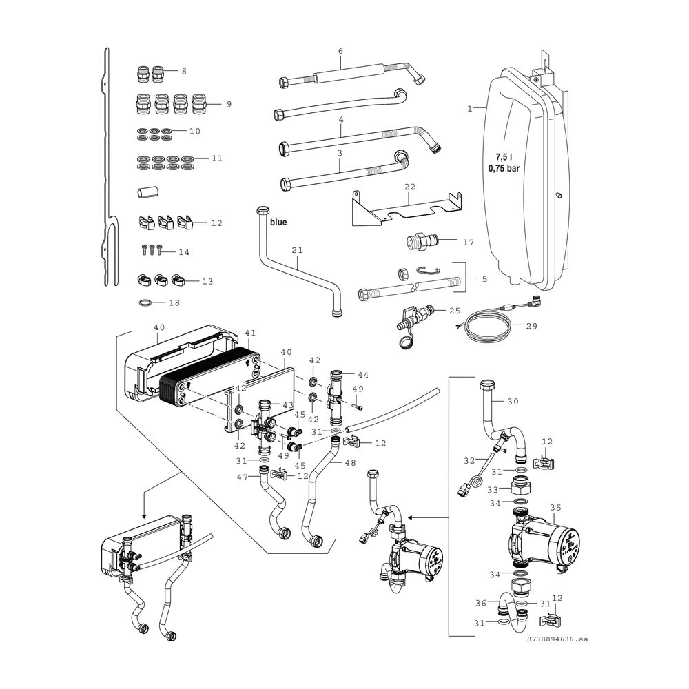 BOSCH Installationszubehör CS 31 Anschlussset 1 HK mit Systemtrennung... JUNKERS-7738112228 4057749381439 (Abb. 2)