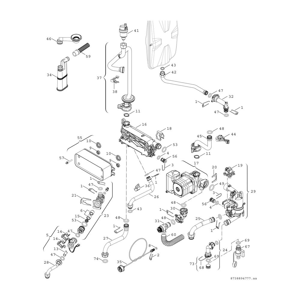 BOSCH Gas-Brennwertgerät, wandhängend CERAPUR ZWB 24-5 CR 23, 840x440x350,Mod.... JUNKERS-7736901707 4057749853943 (Abb. 6)