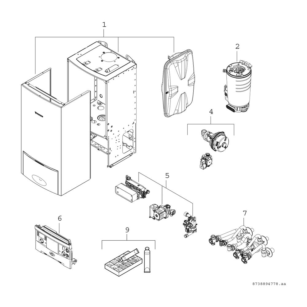 BOSCH Gas-Brennwertgerät, wandhängend CERAPUR ZWB 24-5 CR 23, 840x440x350,Mod.... JUNKERS-7736901707 4057749853943 (Abb. 2)