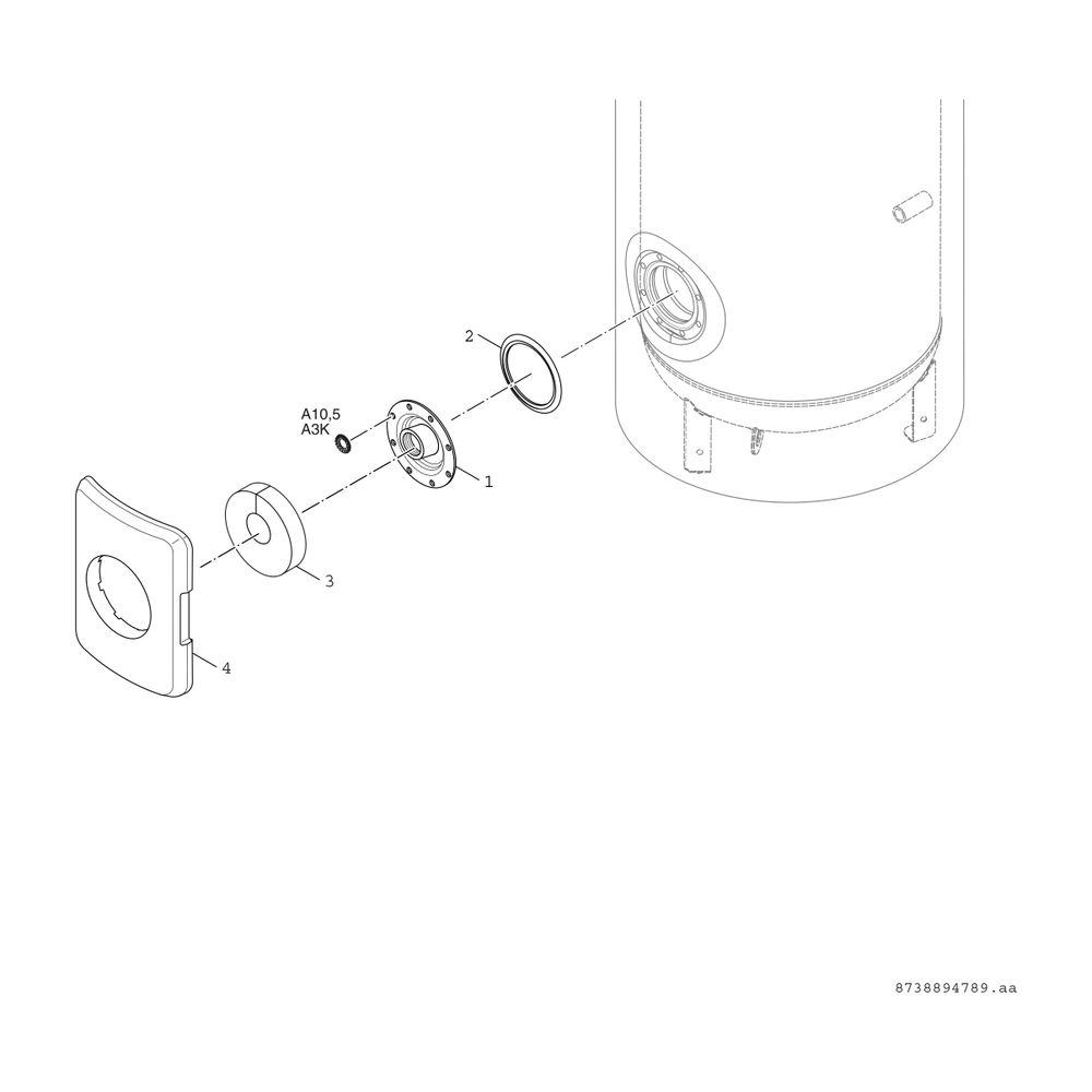 BOSCH Zubehör für Warmwasserspeicher E-Montage-Kit Revisionsöffnung d:600/670... JUNKERS-8718542449 4051516592745 (Abb. 3)