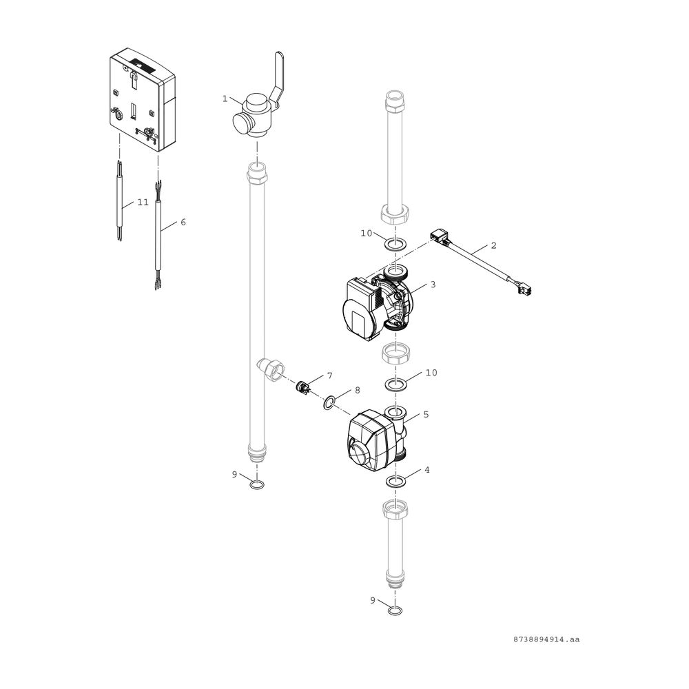 BOSCH Zubehör für Luftwärmepumpe AWMB-Mi Anschlussset auf 1 gemischten Heizkreis... JUNKERS-8738210338 4057749855596 (Abb. 3)