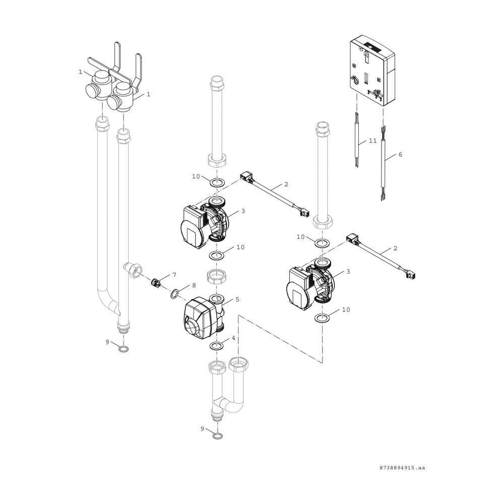 BOSCH Zubehör f. Luftwärmepumpe AWMB-2HK Anschlussset auf 2 Heizkreise für AWMB... JUNKERS-8738210339 4057749855602 (Abb. 3)