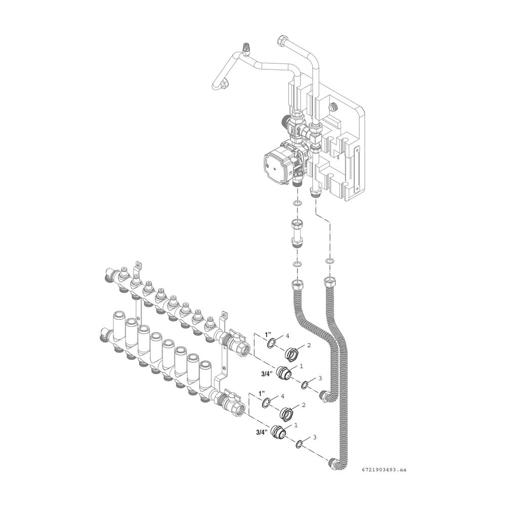 BOSCH Zubehör für Wohnungsstationen Anbindungsset für Heizkreisverteiler... JUNKERS-7735600518 4057749949851 (Abb. 2)