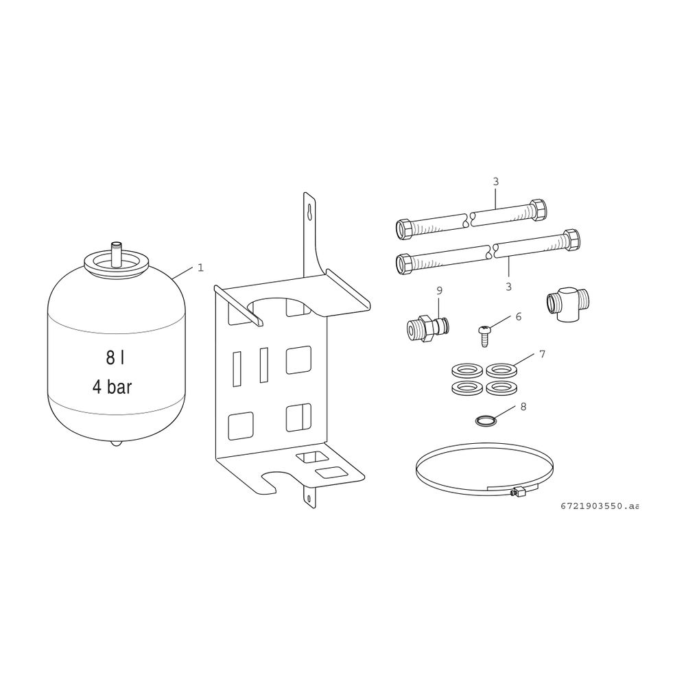 BOSCH Installationszubehör EVW 8 Warmwasser-Ausdehungsgefäß, 8L... JUNKERS-7738112837 4062321114251 (Abb. 2)