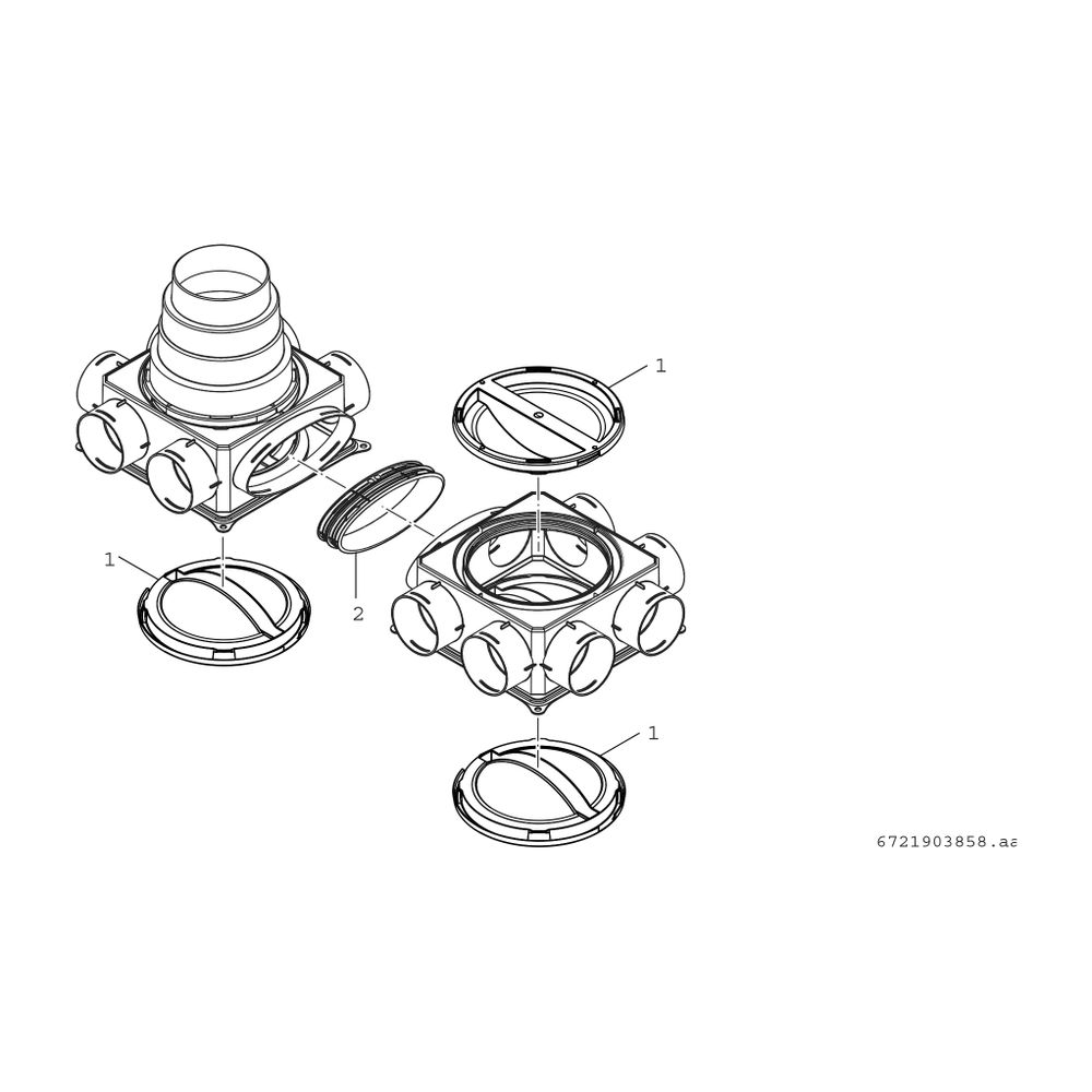 BOSCH Zubehör Wohnungslüftung VK 125-H Luftverteilkasten Kunststoff, horizontal... JUNKERS-7738100819 4057749438669 (Abb. 2)