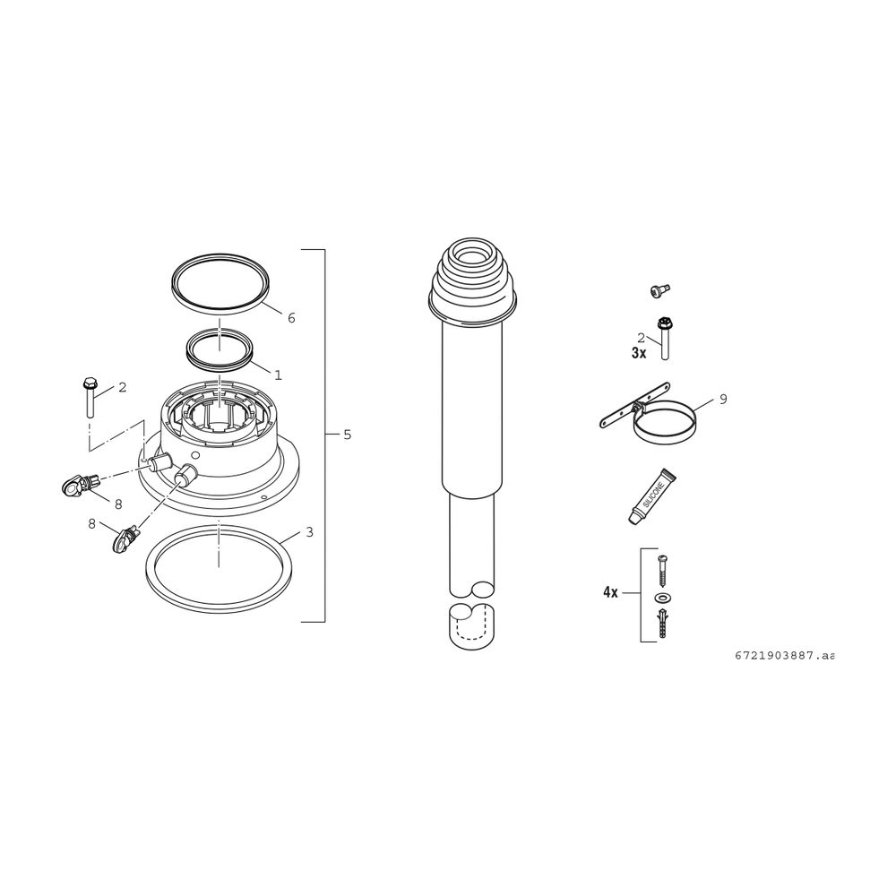 BOSCH Abgaszubehör FC-Set60-C33x (oben) Grundbausatz C33x, rot, d:60/100mm... JUNKERS-7738112507 4057749701404 (Abb. 2)