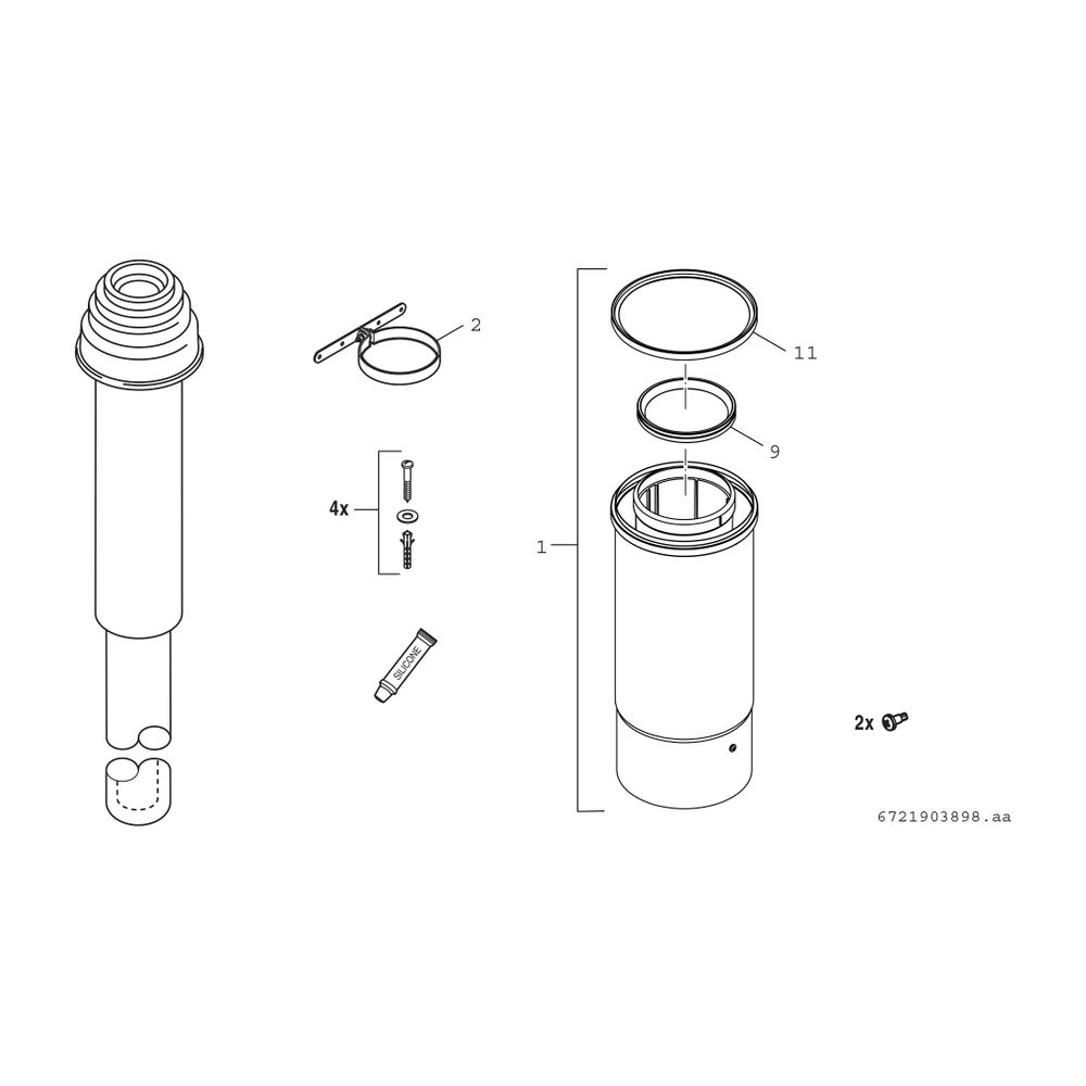 BOSCH Abgaszubehör FC-Set80-C33x (oben) Grundbausatz C33x, rot, d:80/125mm... JUNKERS-7738112661 4057749826688 (Abb. 2)