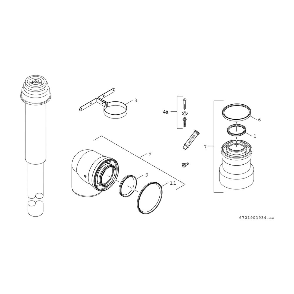 BOSCH Abgaszubehör FC-Set60-C33x, hinten Grundbausatz C33x, rot, d:60/100mm... JUNKERS-7738112775 4062321086893 (Abb. 2)