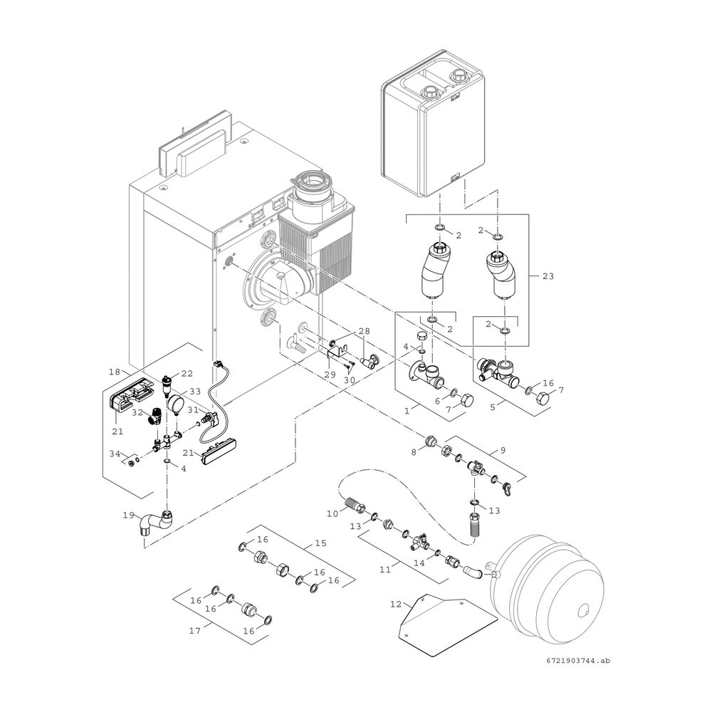 BOSCH Öl-Brennwertkessel, bodenstehend Olio Condens OC8000iF 25, 1009x600x643... JUNKERS-8738808140 4062321613730 (Abb. 5)