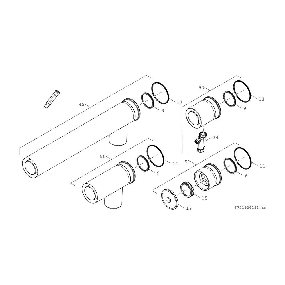 BOSCH Abgaszubehör FC-Set110-C93x Grundbausatz Kaskade C93x, d:110/160... JUNKERS-7738113215 4062321290399 (Abb. 2)