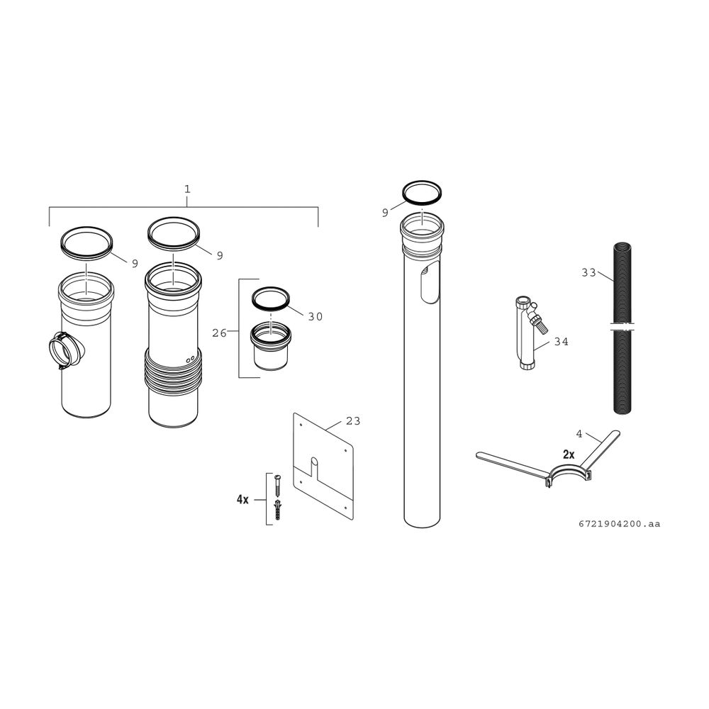 BOSCH Abgaszubehör FC-Set110-C(14)3x Endstück Kondensatablauf, d:110mm starr... JUNKERS-7738113343 4062321290481 (Abb. 2)