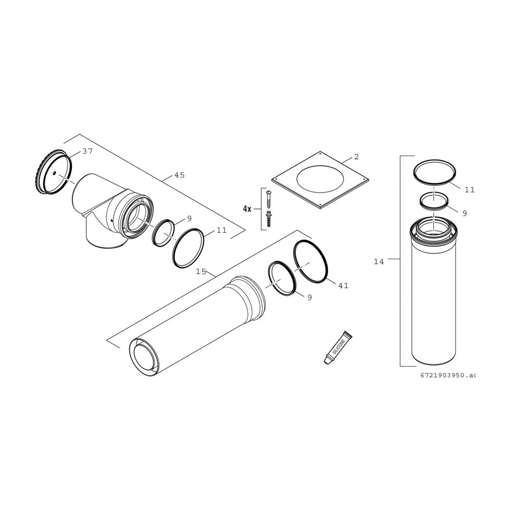 BOSCH Abgaszubehör FC-Set110-C43x Grundbausatz C43x, d:110/160mm... JUNKERS-7738113079 4062321260194 (Abb. 2)