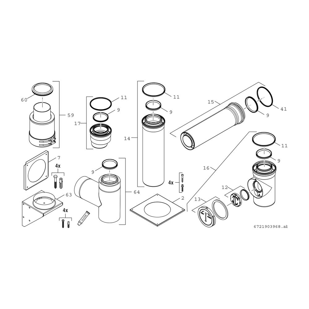 BOSCH Abgaszub. FC-Set110-C53x (hinten) Grundbausatz C53x, d:110/160mm... JUNKERS-7738113173 4062321260408 (Abb. 2)