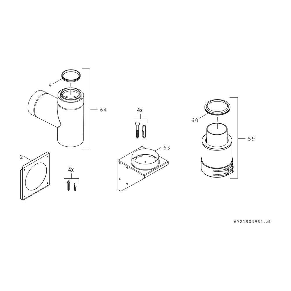 BOSCH Abgaszubehör FC-Set110-C(13)3x Grundbausatz C(13)3x, d:110/160mm... JUNKERS-7738113097 4062321260361 (Abb. 2)