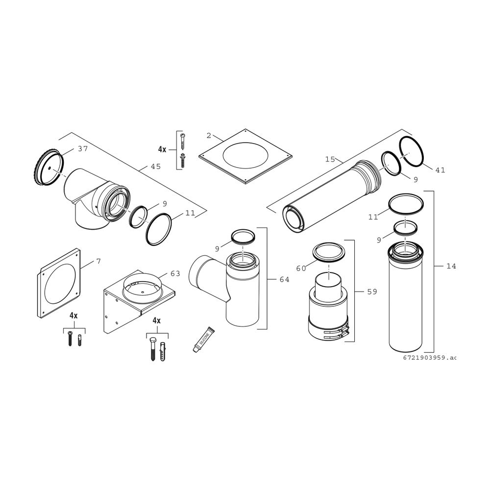 BOSCH Abgaszubehör FC-Set110-C53x (oben) Grundbausatz C53x, d:110/160mm... JUNKERS-7738113095 4062321260347 (Abb. 2)