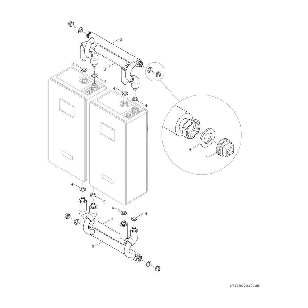 BOSCH Zub. Frischwasserstationen ZVS 3 Kaskadenverrohrung für zwei FF27/40... JUNKERS-7735600102 4054925588644 (Abb. 3)