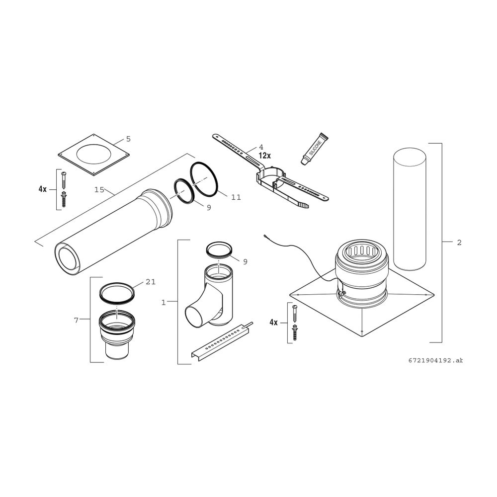 BOSCH Abgaszubehör FC-Set125-C93x Gbsatz Kaskade C93x im Schacht, d:125mm... JUNKERS-7738113217 4062321290412 (Abb. 2)