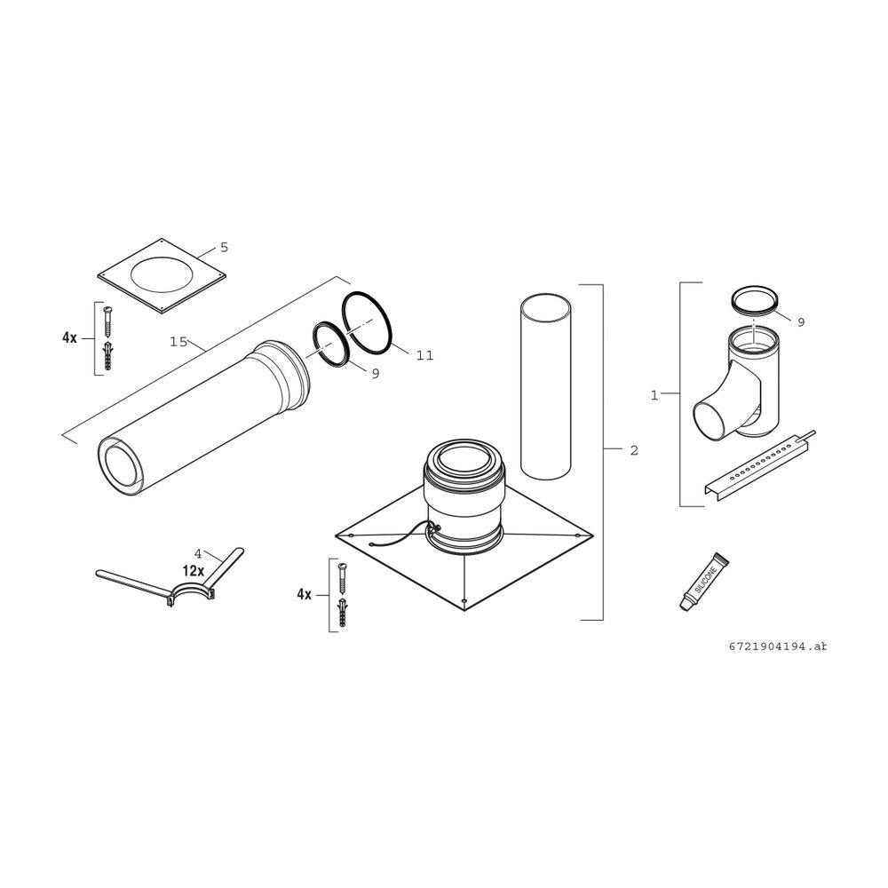 BOSCH Abgaszubehör FC-Set110 Gbsatz Kaskade C93x im Schacht d:110/160... JUNKERS-7738113211 4062321290351 (Abb. 2)