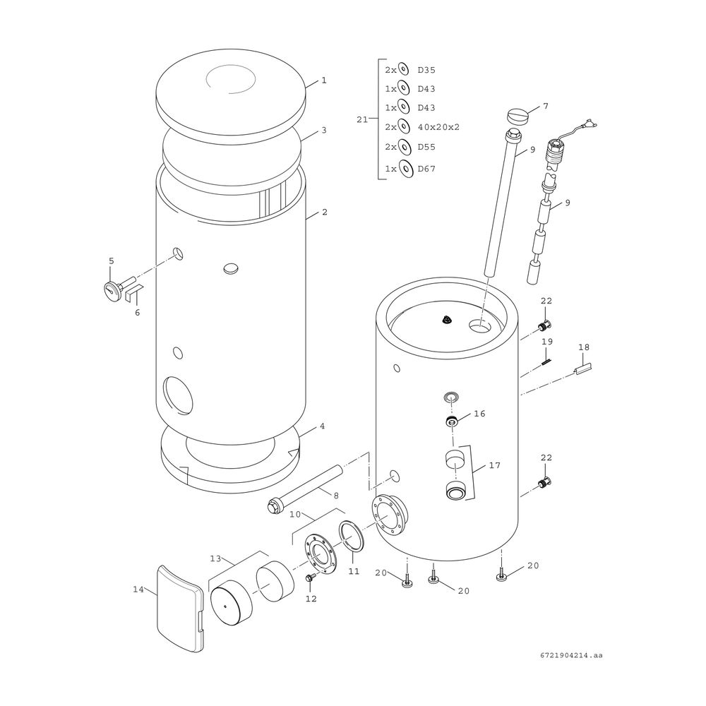 BOSCH Wärmepumpenspeicher WP 700 P 1 C optimiert für CS5000AW, 2050x950, 700L... JUNKERS-8735100977 4062321393922 (Abb. 3)