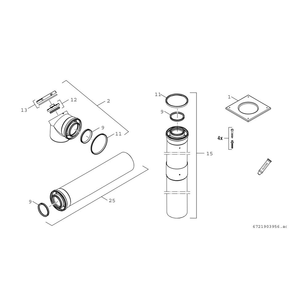 BOSCH Abgaszubehör FC-Set80-C(13)3x Grundbausatz C(13)3x, d:80/125mm... JUNKERS-7738113136 4062321260385 (Abb. 2)