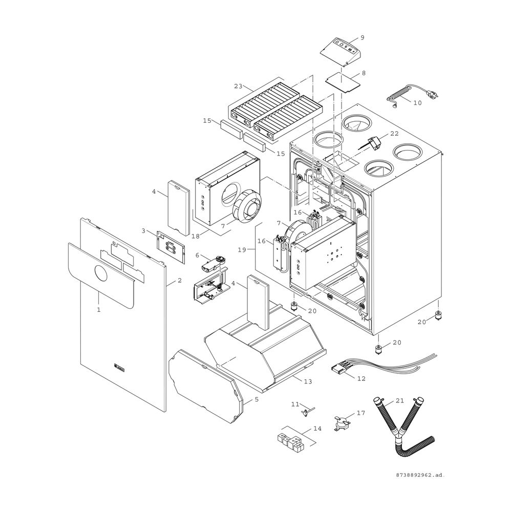 BOSCH Wohnungslüftungsgerät VENT 5000 C HR 230 W, 1095x700x600, 230 m3/h... JUNKERS-7738111198 4054925265354 (Abb. 3)