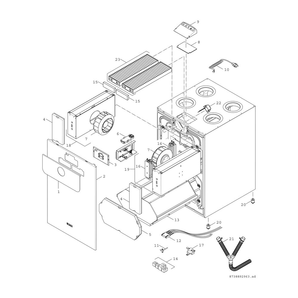 BOSCH Wohnungslüftungsgerät VENT 5000 C HR 350 W, 1095x700x750, 350 m3/h... JUNKERS-7738111199 4054925265361 (Abb. 3)