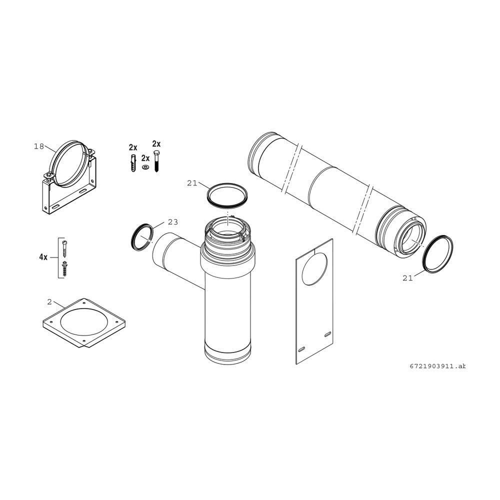 BOSCH Abgaszubehör FC-Set110-C(13)3x Erweiterungsbausatz C(13)3x, d:110/160mm... JUNKERS-7738113098 4062321260378 (Abb. 2)