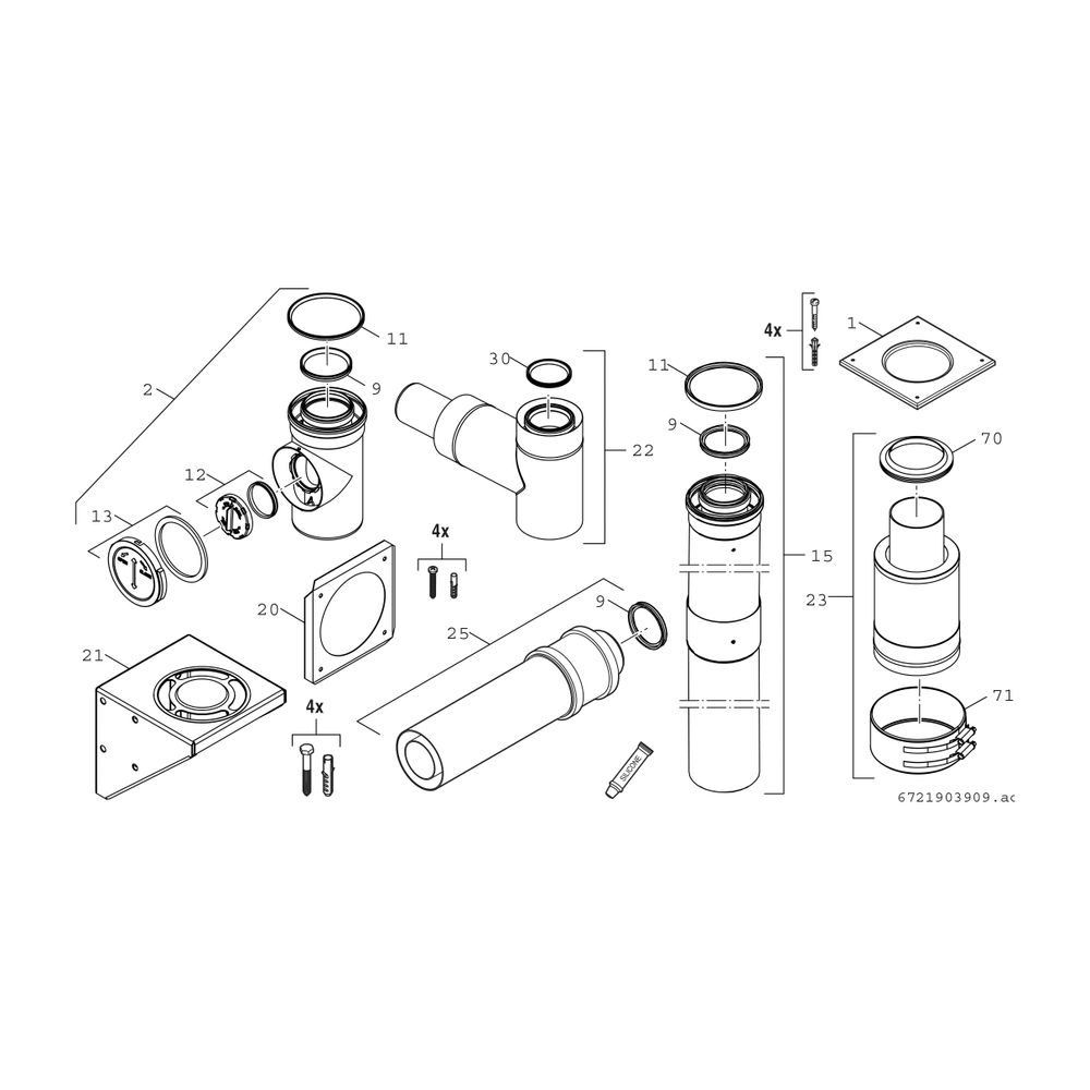 BOSCH Abgaszubehör FC-Set80-C53x, hinten Grundbausatz C53x, d:80/125mm, Fassade... JUNKERS-7738112756 4062321114527 (Abb. 2)