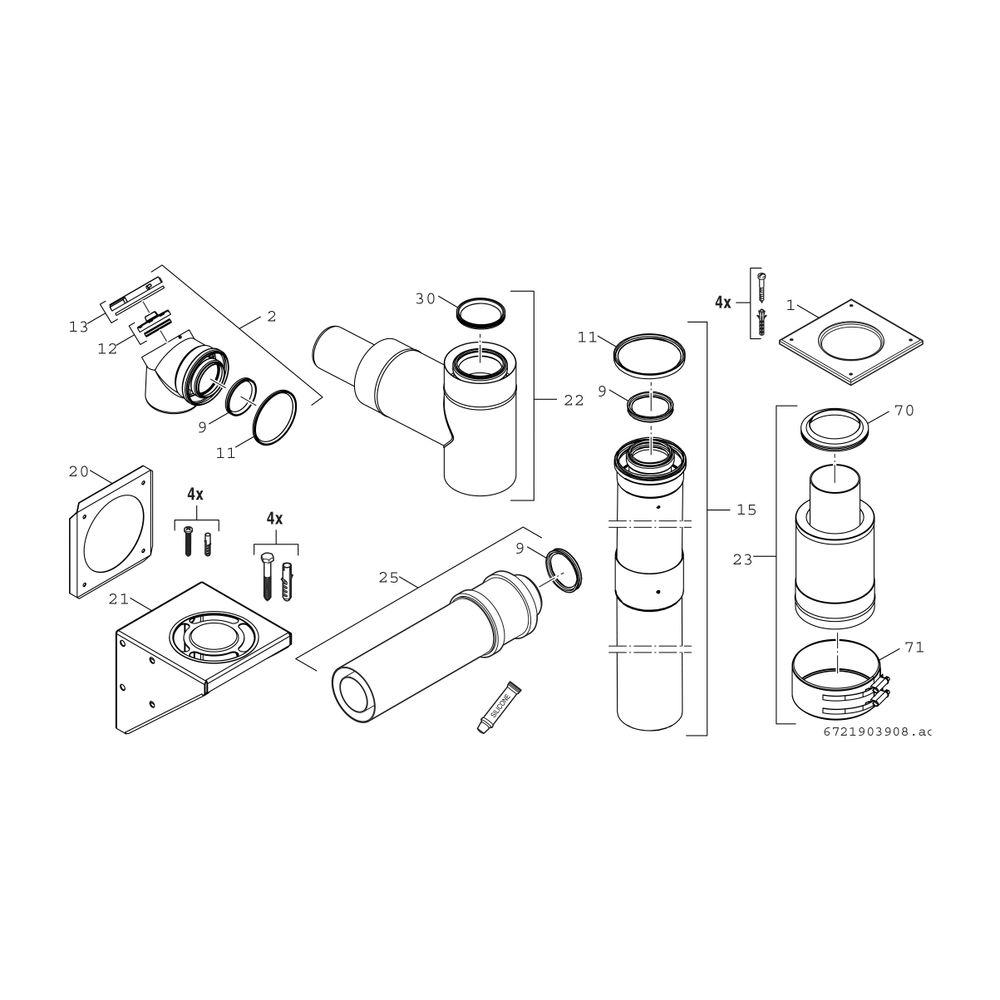 BOSCH Abgaszubehör FC-Set80-C53x (oben) Grundbausatz C53x, d:80/125mm, Fassade... JUNKERS-7738112564 4062321091439 (Abb. 2)