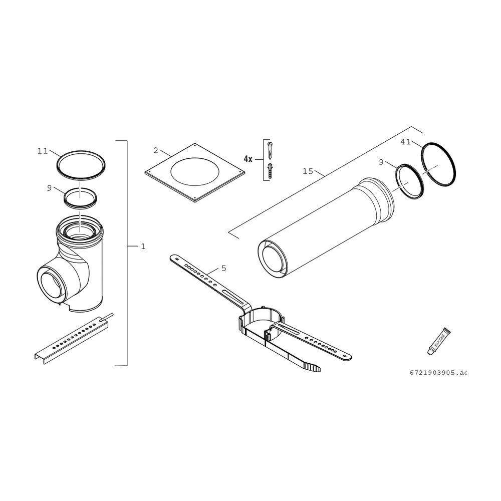 BOSCH Abgaszubehör FC-Set110-C33x Grundbausatz C33x, d:110/160mm... JUNKERS-7738113080 4062321260200 (Abb. 2)