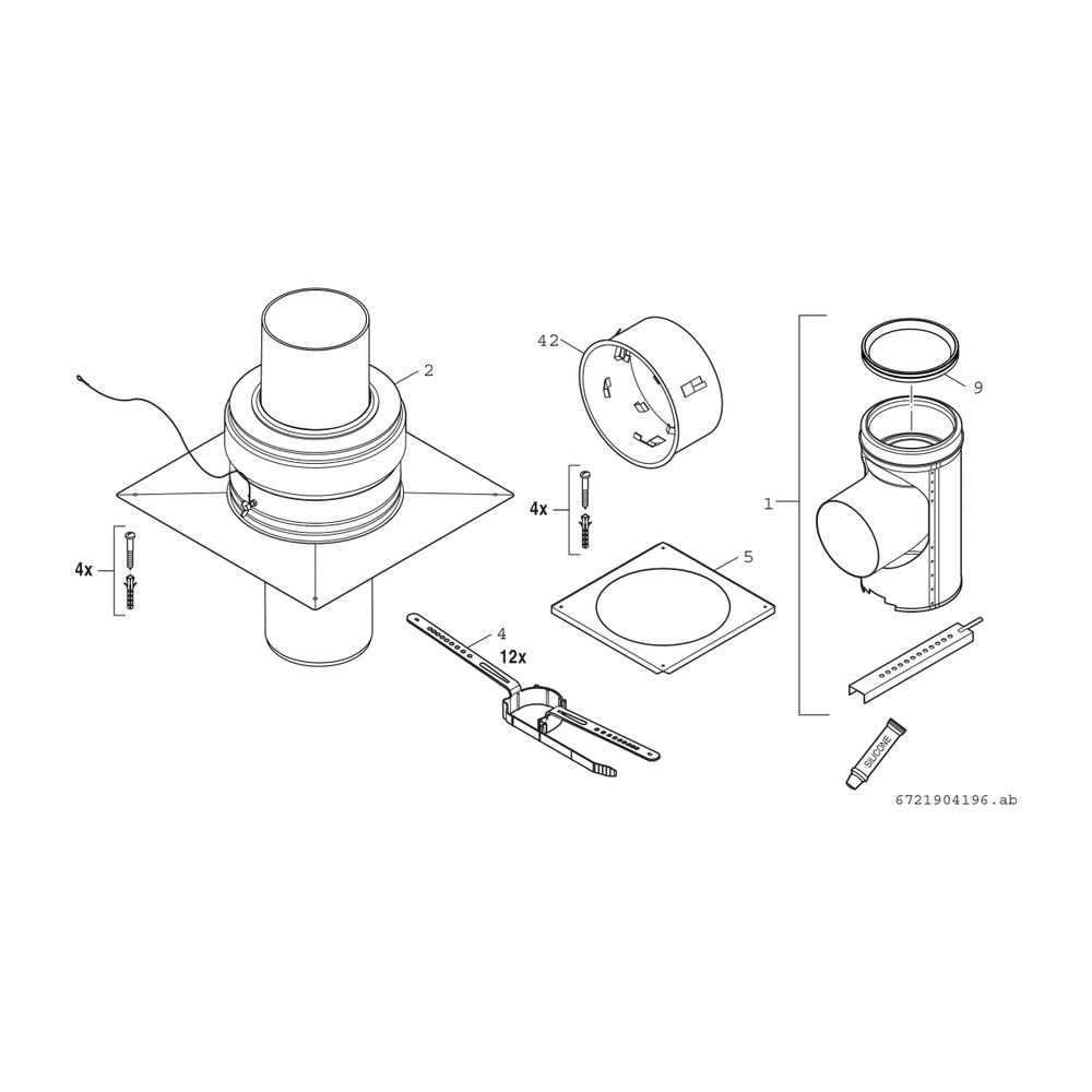 BOSCH Abgaszubehör FC-Set200 Gbsatz Kaskade B23P im Schacht, d:200mm... JUNKERS-7738113214 4062321290382 (Abb. 2)