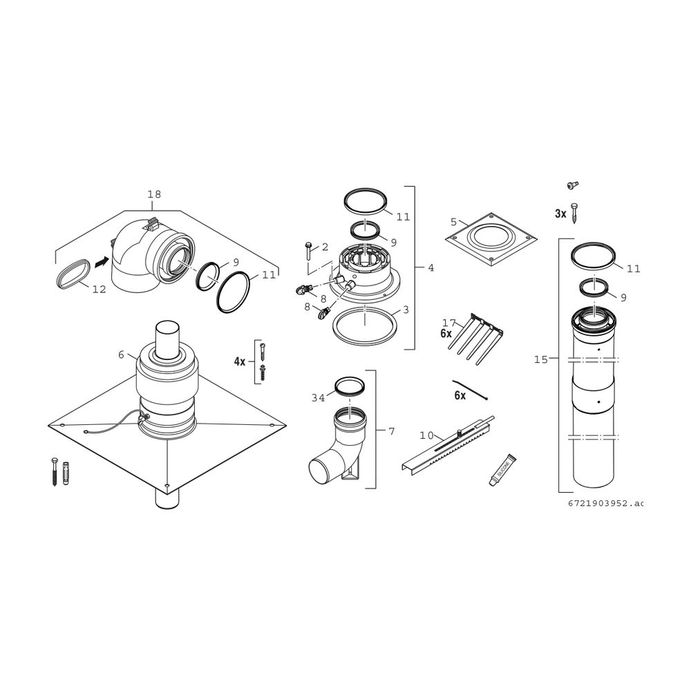 BOSCH Abgaszubehör FC-Grundbausatz-C93x Grundbausatz d:60/100 (Set-Bestandteil)... JUNKERS-7738112861 4057749882264 (Abb. 2)