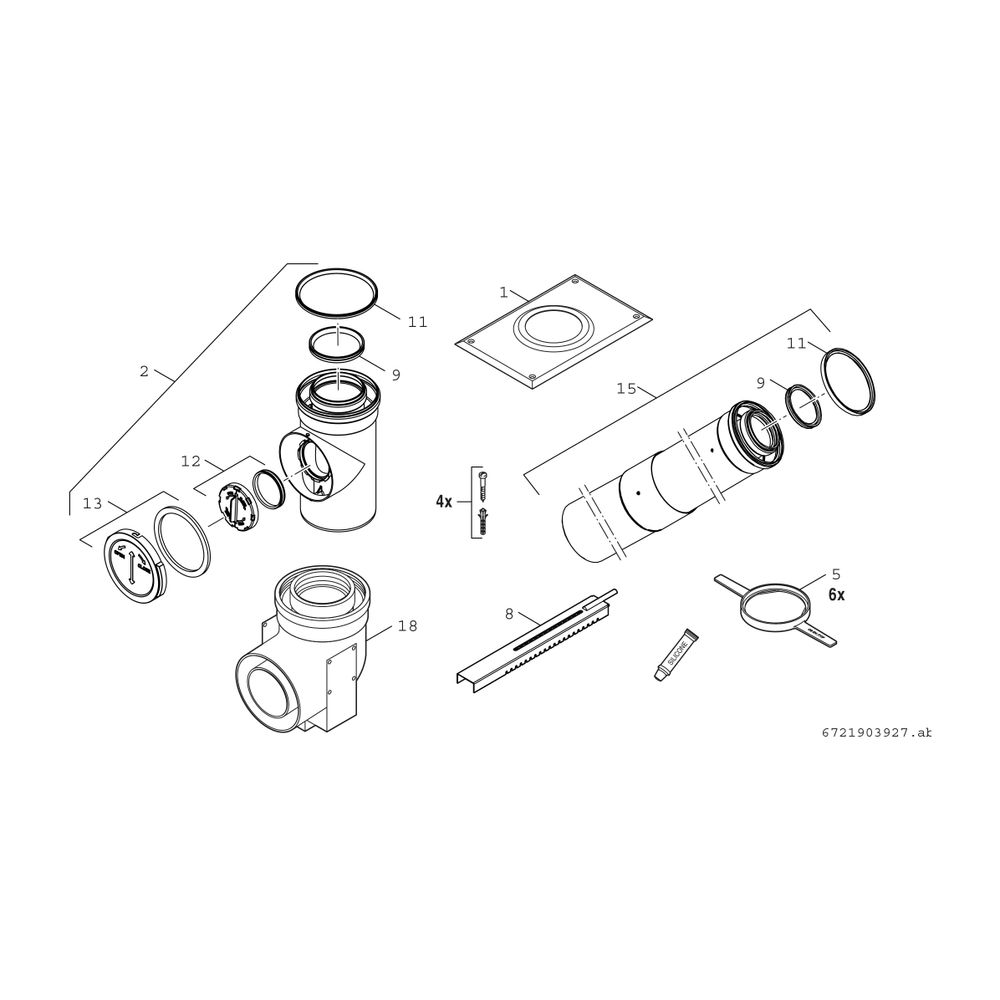 BOSCH Abgaszubehör FC-Set80-C33x, hinten Grundbausatz C33x im Schacht, d:80/125mm... JUNKERS-7738112748 4062321122157 (Abb. 2)