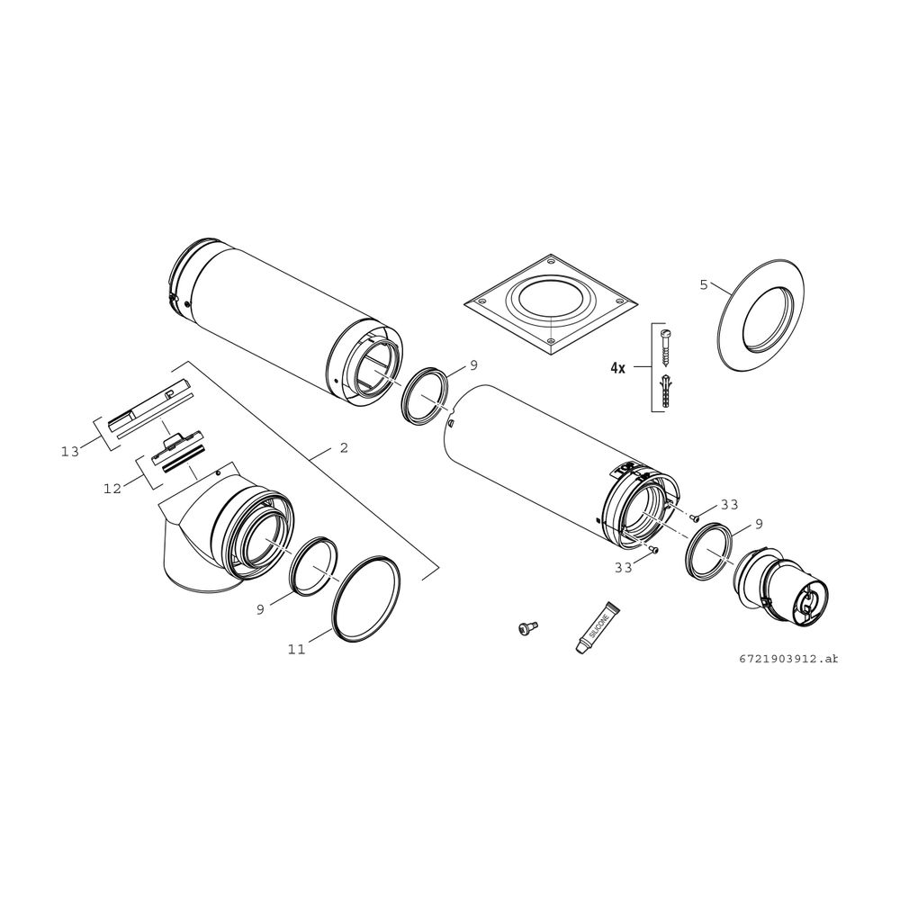 BOSCH Abgaszubehör FC-Set80-C13x Grundpaket waagerecht d:80/125mm... JUNKERS-7738112574 4057749777089 (Abb. 2)